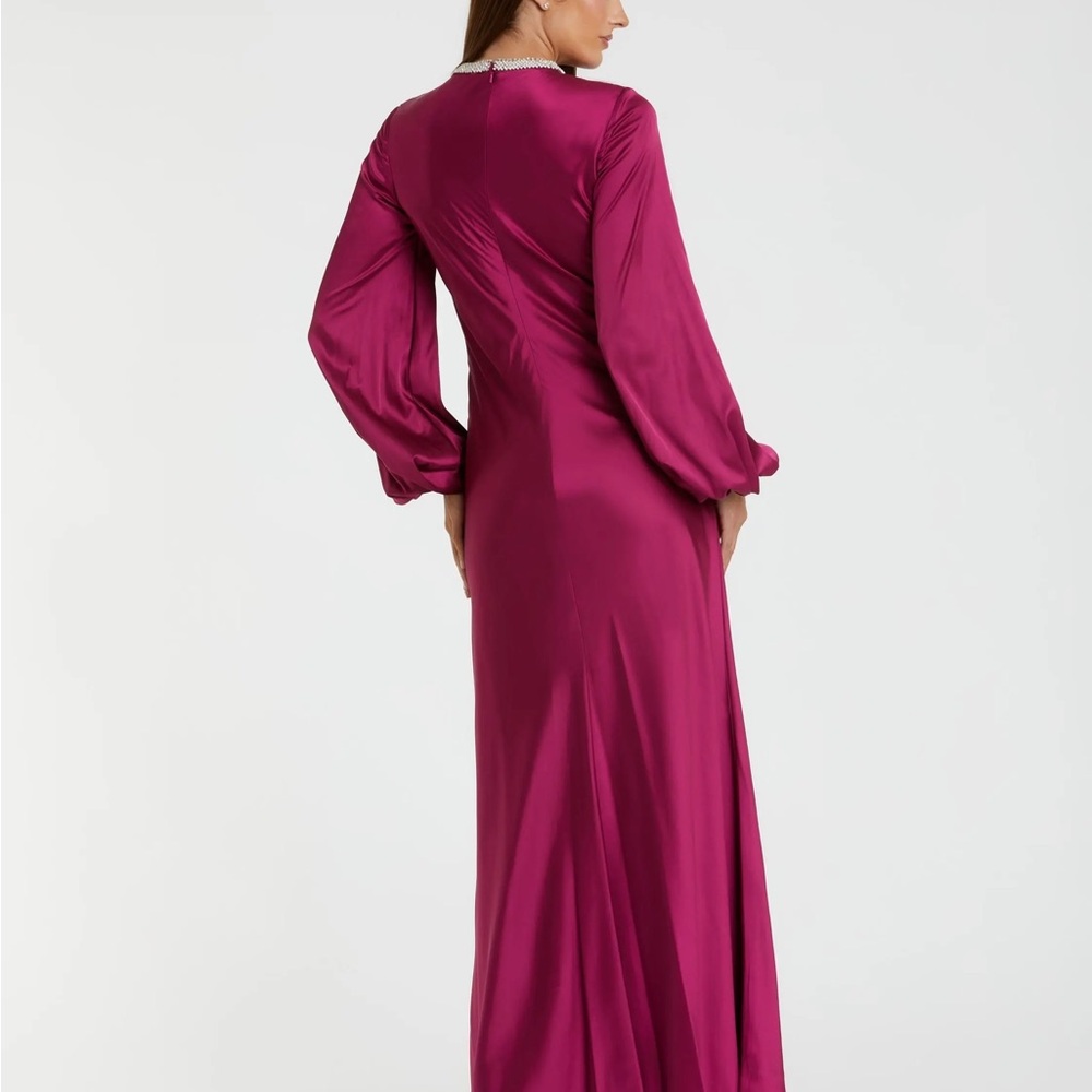 Ieena Mac Duggal Fuchsia Long Sleeve Dress NWT 26575 - Picture 6 of 7
